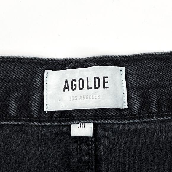 AGOLDE Lana Straight Leg Jeans Size 30 Black Distressed Disorder - Picture 4 of 6